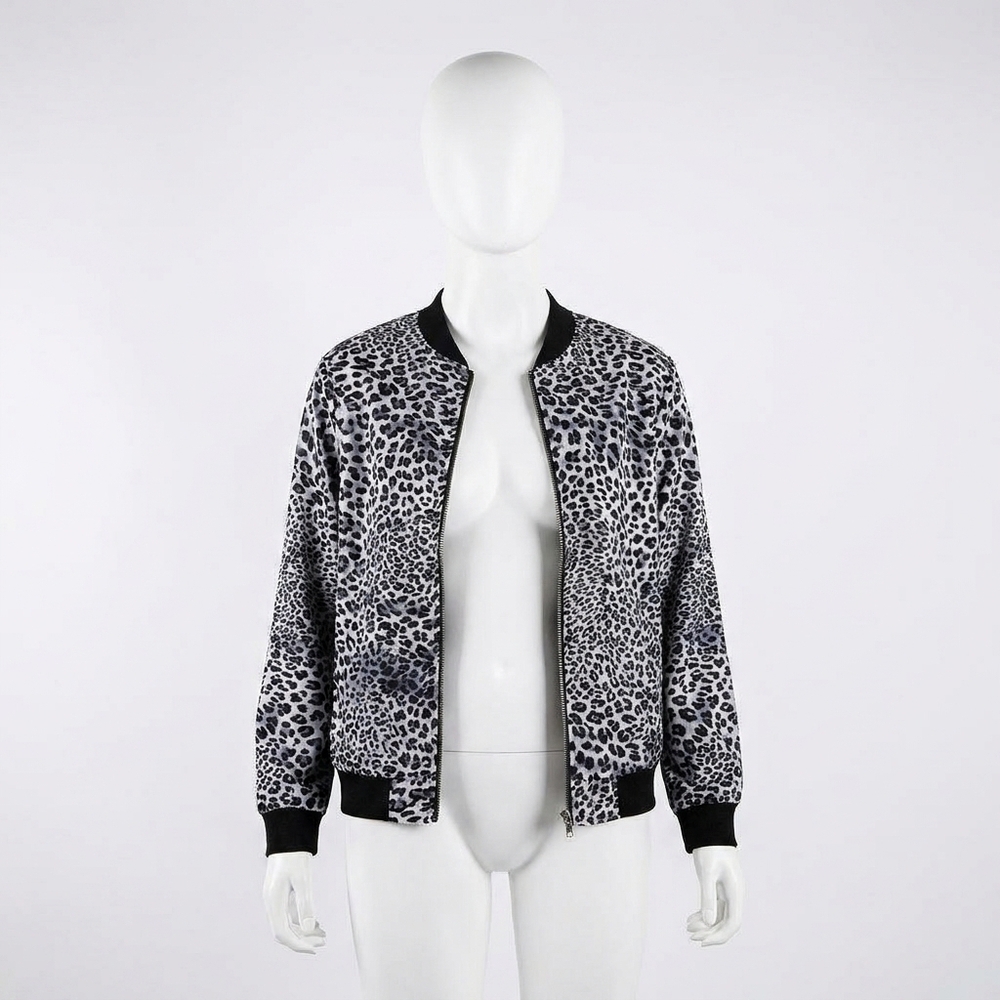 NEW KORI it's the good life leopard bomber jacket in black
